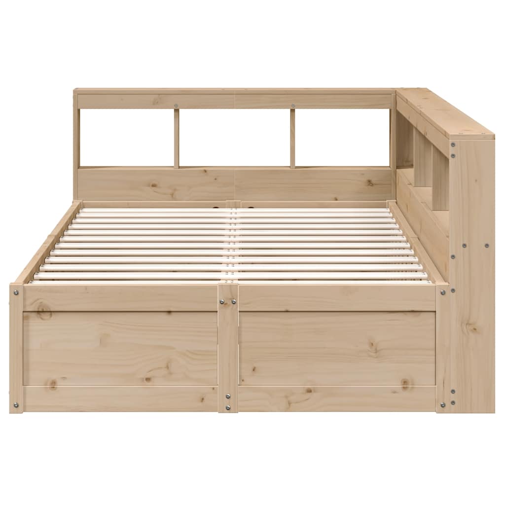 Bookcase Bed without Mattress 135x190cm Solid Wood Pine
