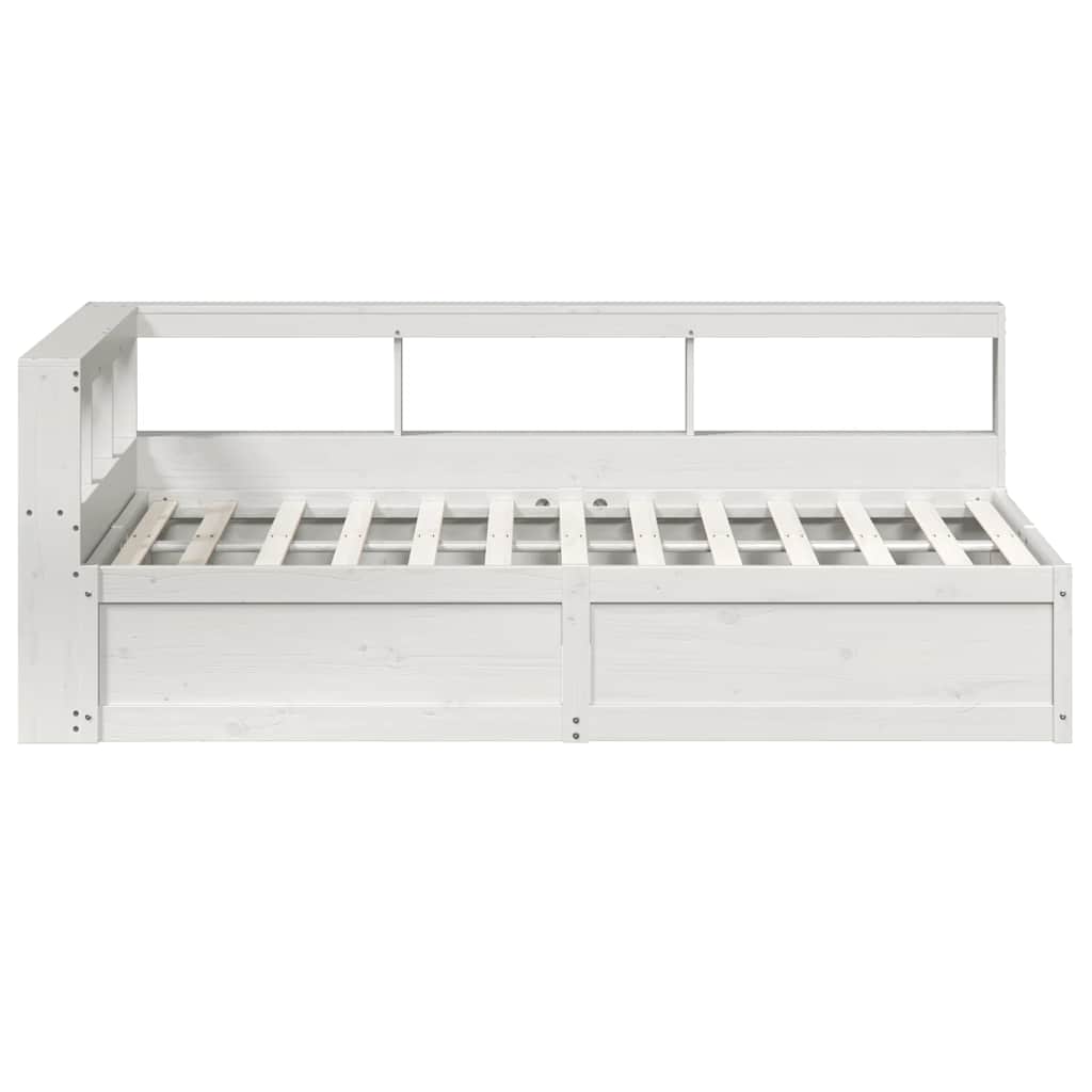 Bookcase Bed without Mattress White 135x190cm Solid Wood Pine