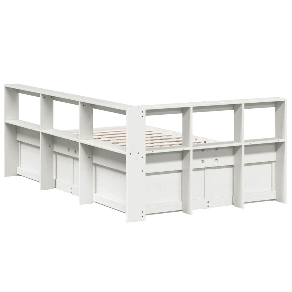 Bookcase Bed without Mattress White 135x190cm Solid Wood Pine