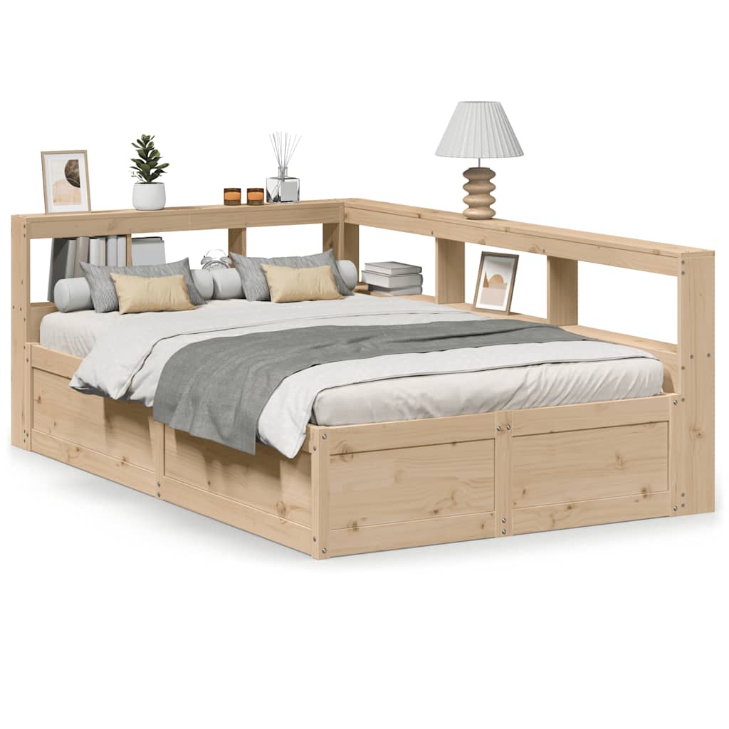 Bookcase Bed without Mattress 120x190cm Solid Wood Pine