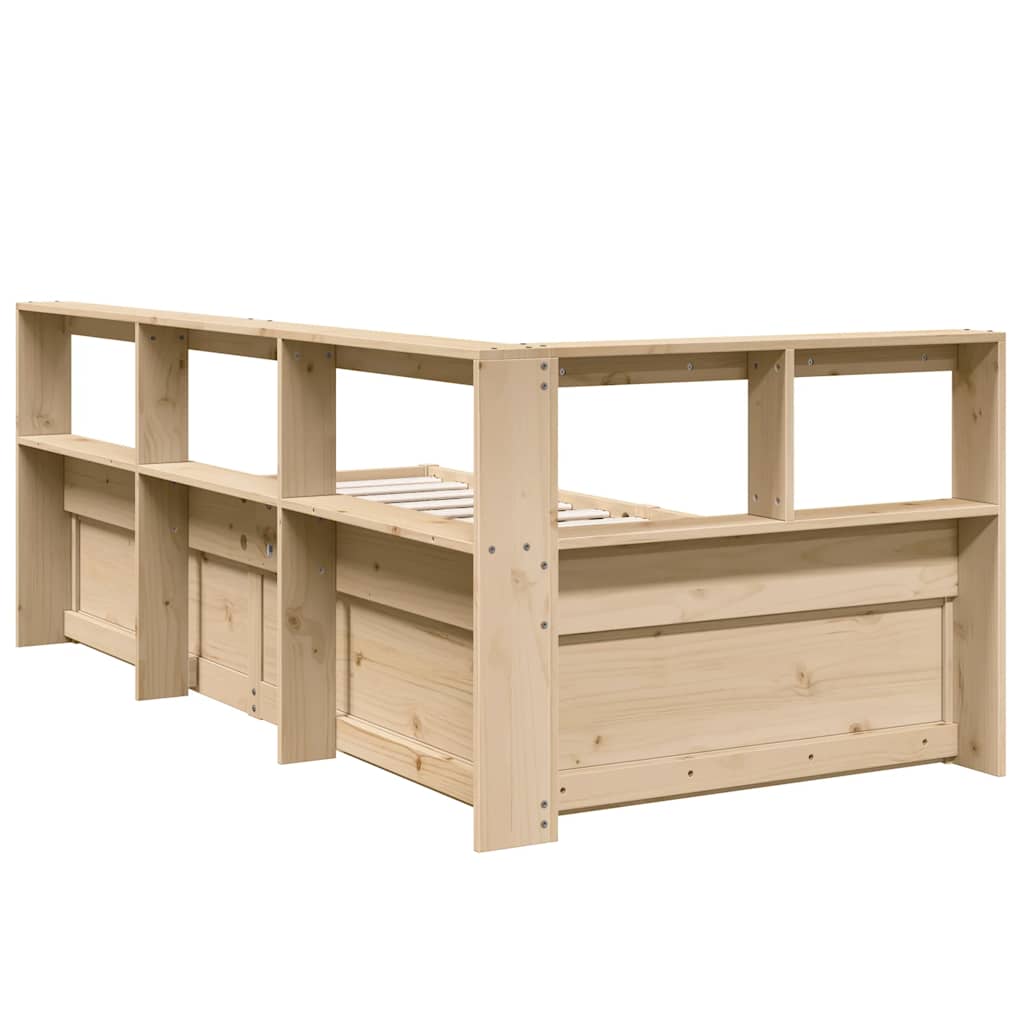 Bookcase Bed without Mattress 75x190cm Solid Wood Pine