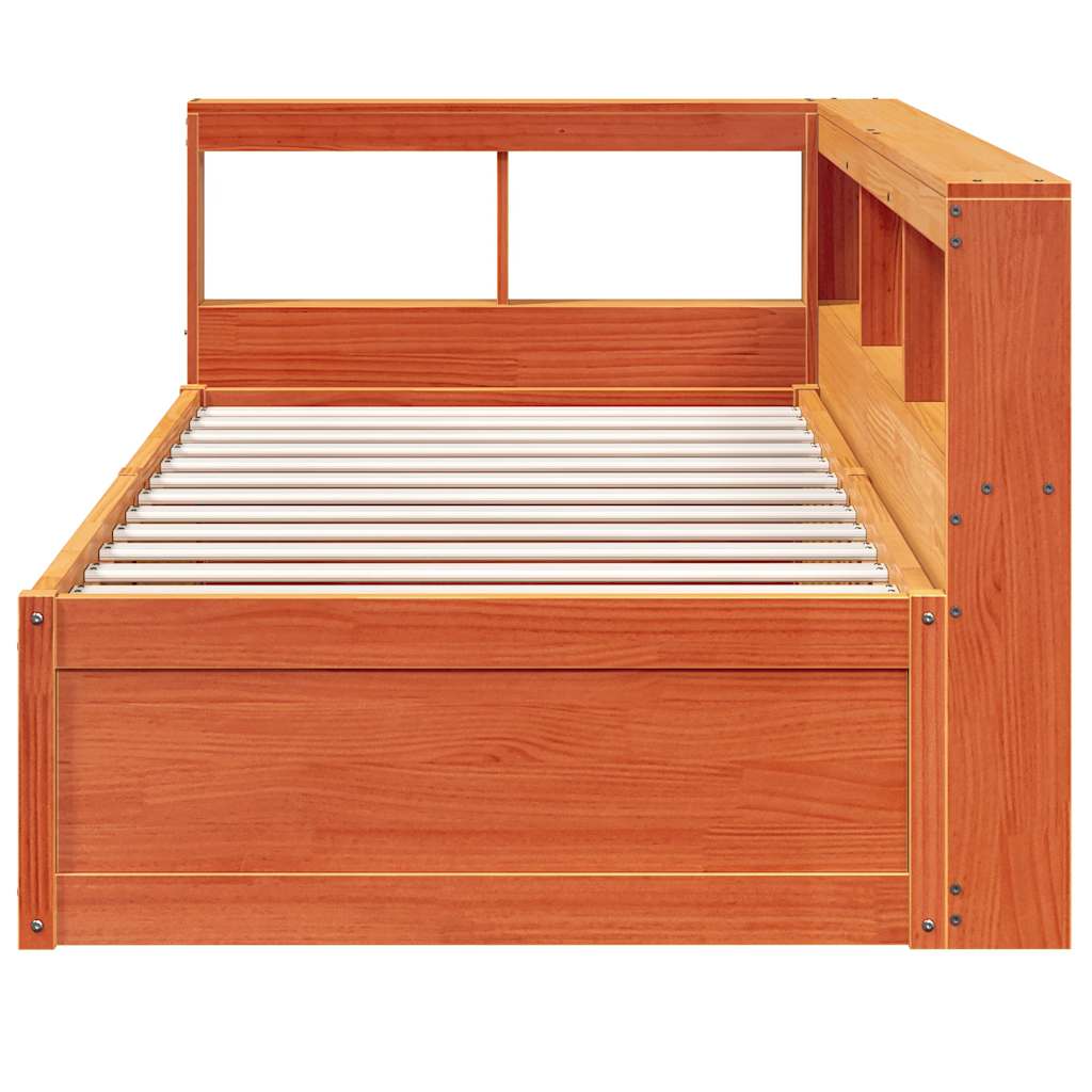 Bookcase Bed without Mattress Wax Brown 75x190cm Solid Wood Pine