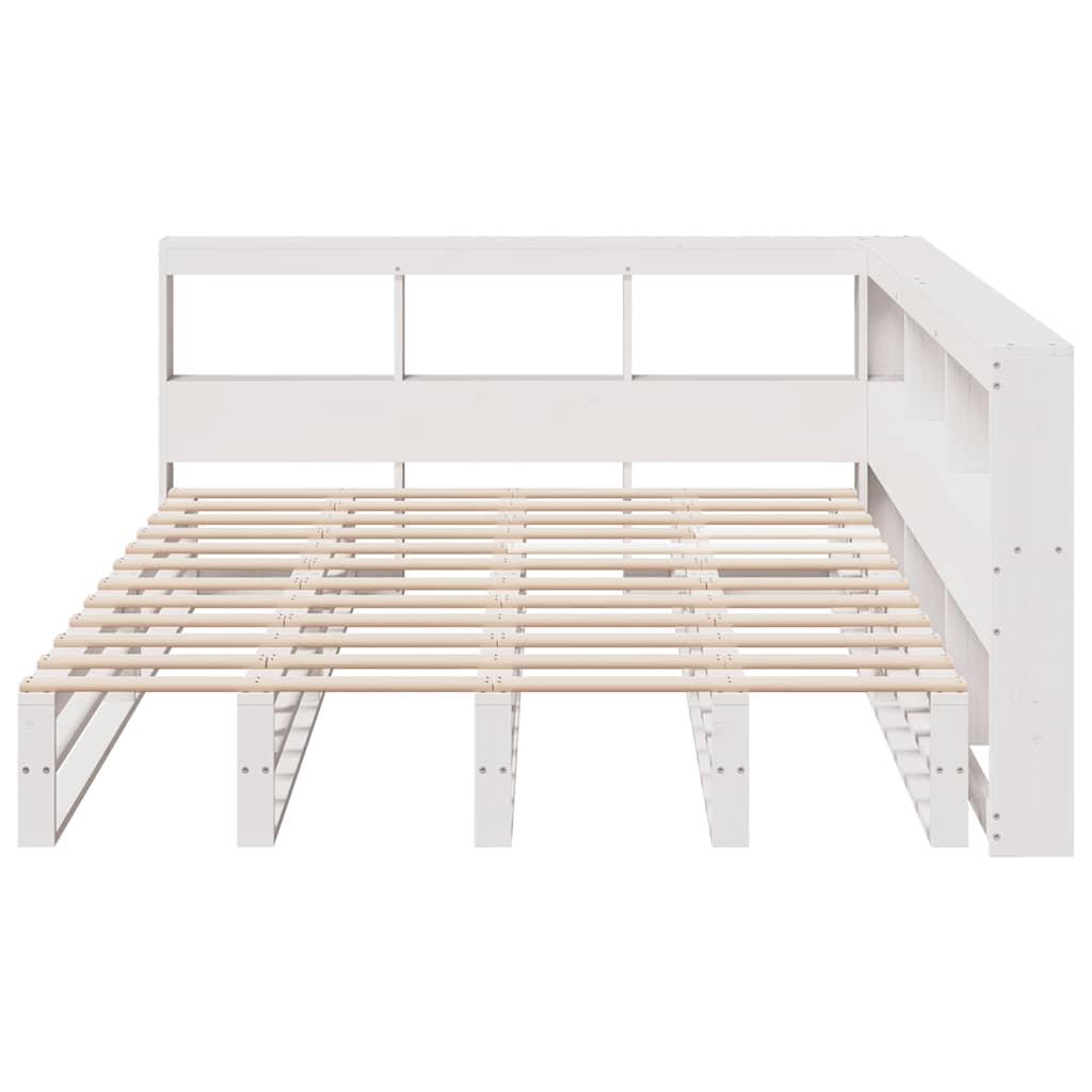 Bookcase Bed without Mattress White 150x200cm Solid Wood Pine