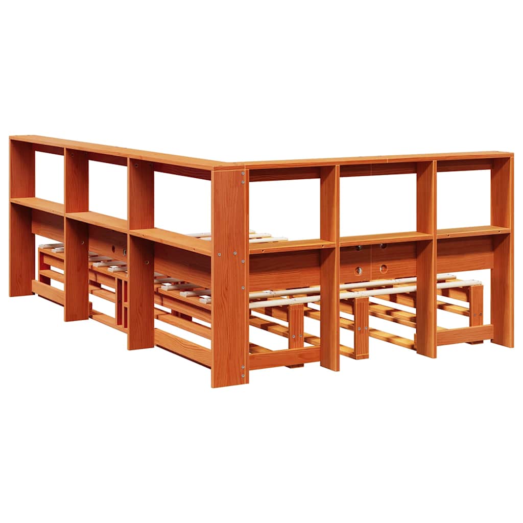 Bookcase Bed without Mattress Wax Brown 120x200cm Solid Wood Pine