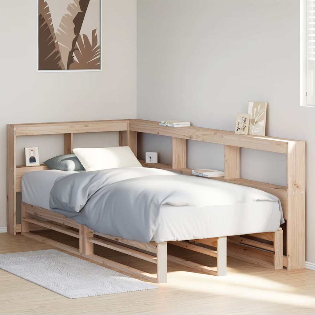 Bookcase Bed without Mattress 100x200cm Solid Wood Pine