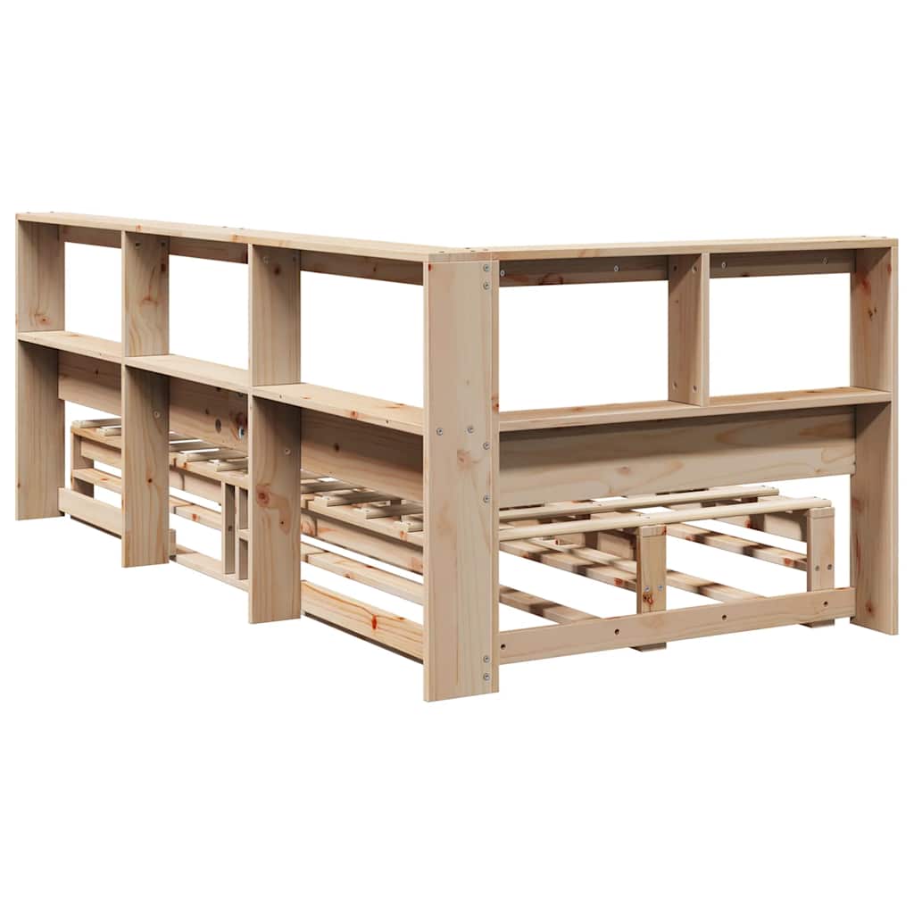 Bookcase Bed without Mattress 100x200cm Solid Wood Pine