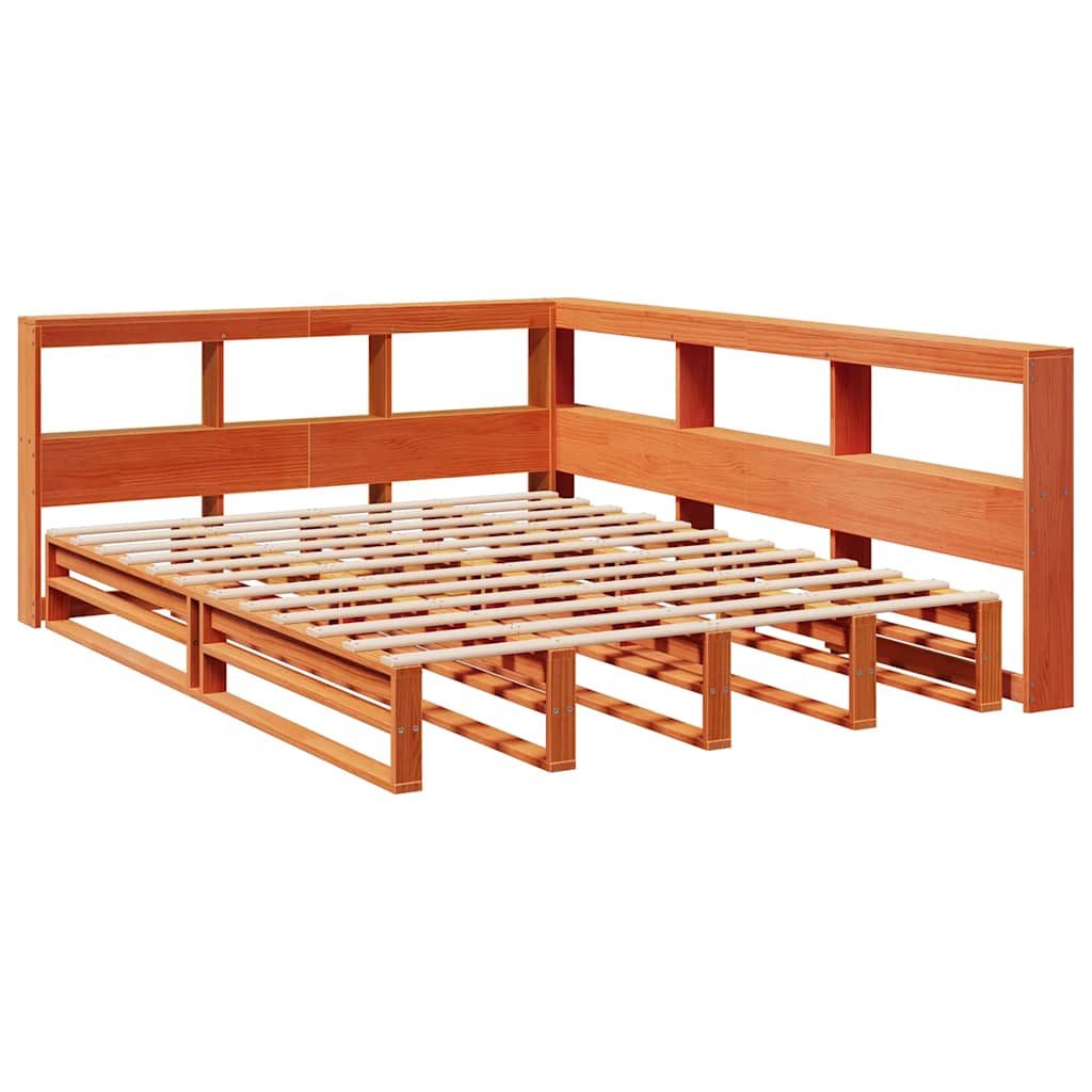 Bookcase Bed without Mattress Wax Brown 140x190cm Solid Wood Pine