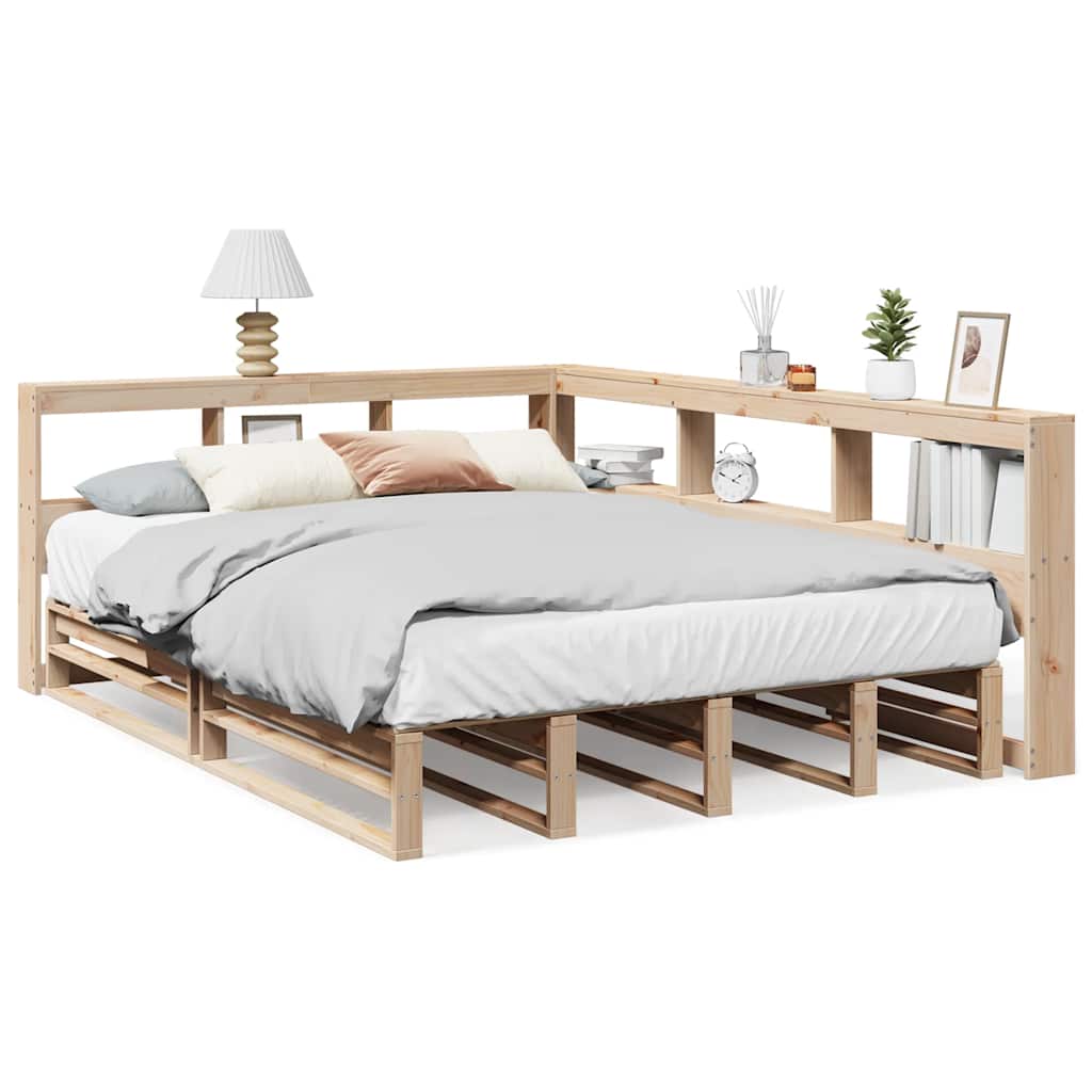 Bookcase Bed without Mattress 135x190cm Solid Wood Pine