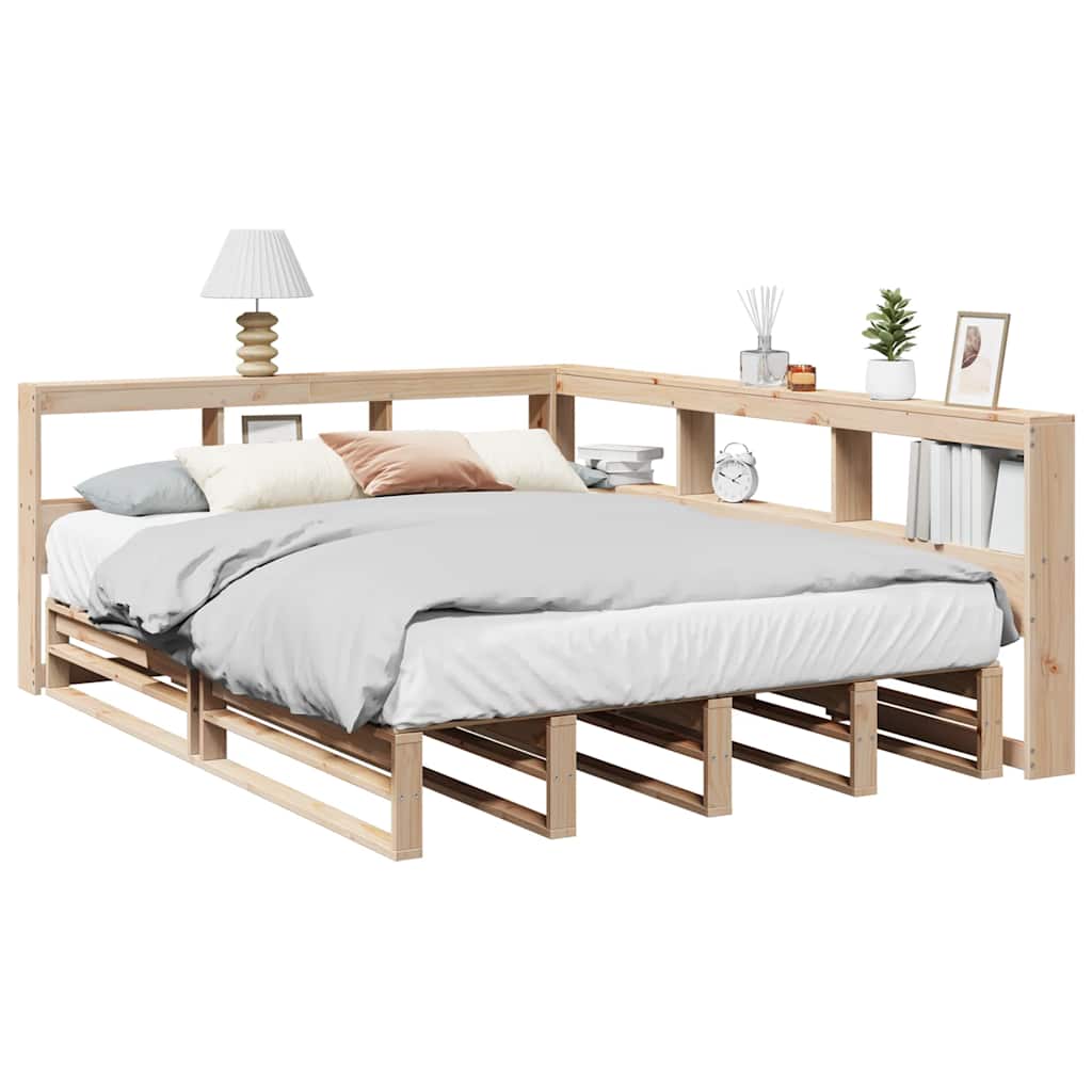 Bookcase Bed without Mattress 135x190cm Solid Wood Pine