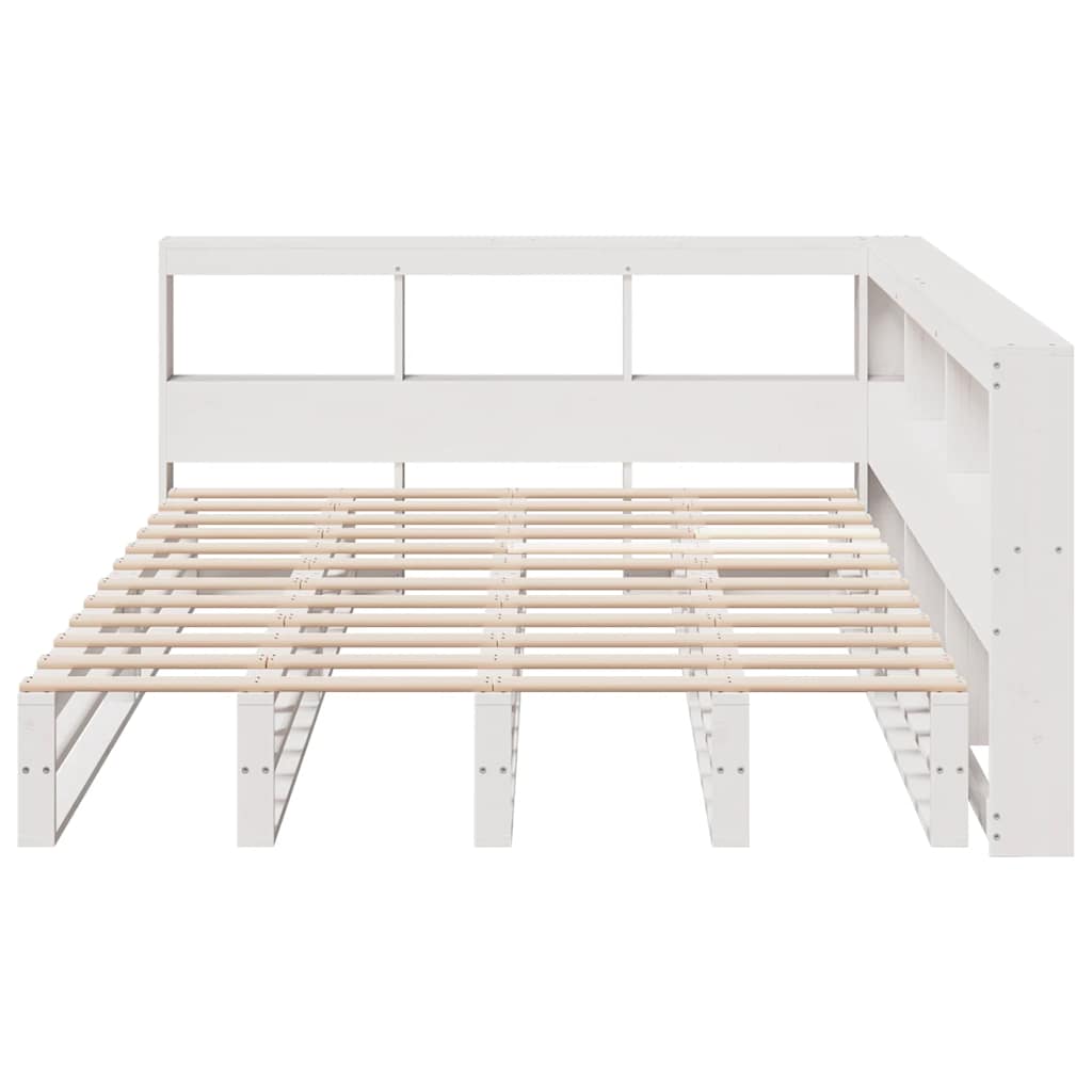 Bookcase Bed without Mattress White 135x190cm Solid Wood Pine