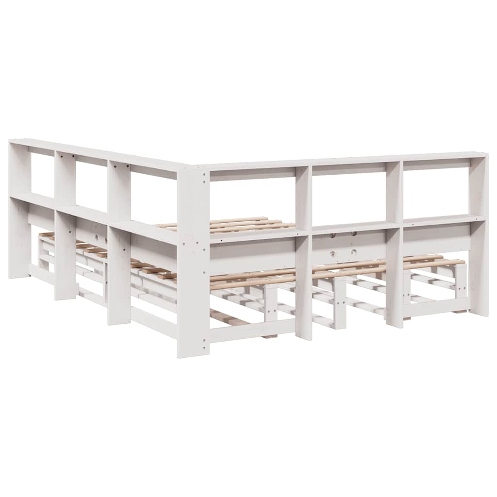 Bookcase Bed without Mattress White 135x190cm Solid Wood Pine
