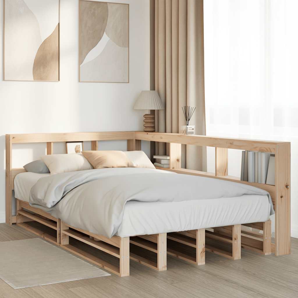 Bookcase Bed without Mattress 120x190cm Solid Wood Pine