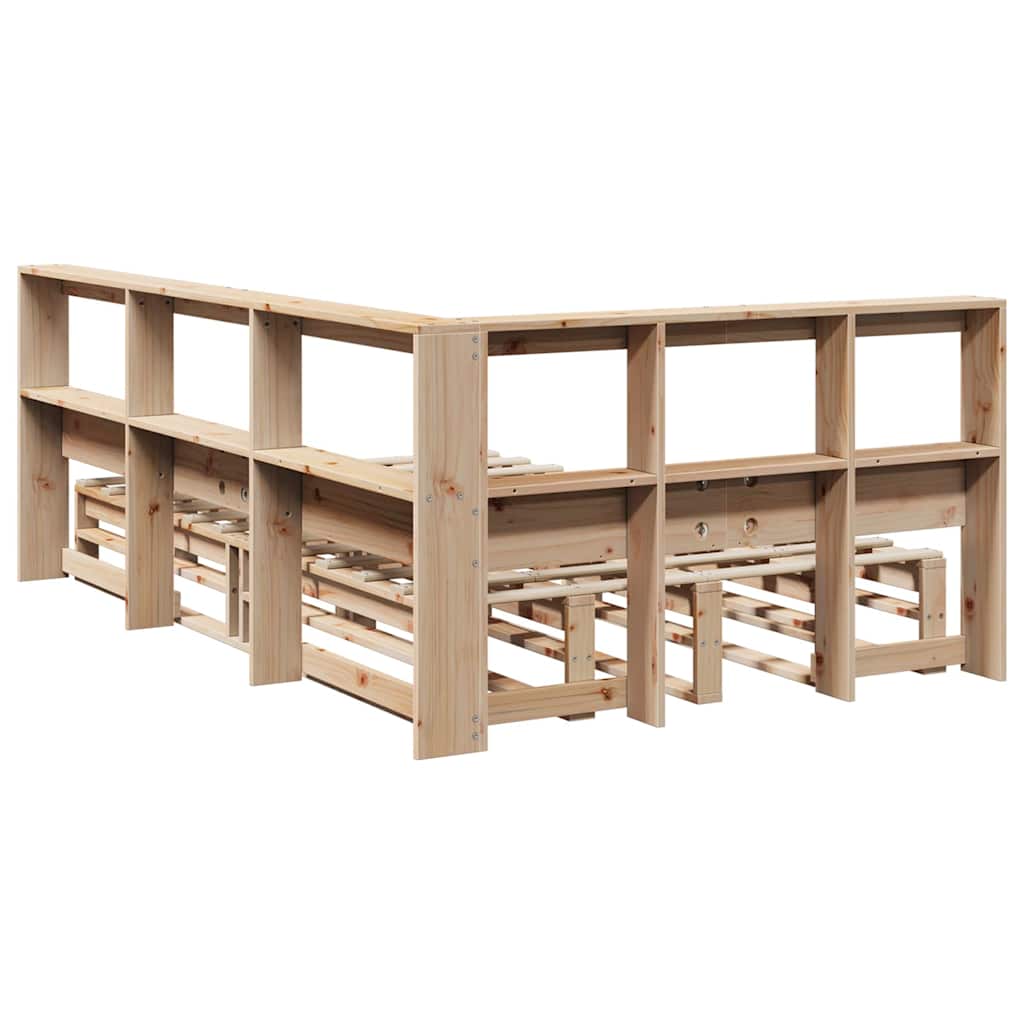 Bookcase Bed without Mattress 120x190cm Solid Wood Pine