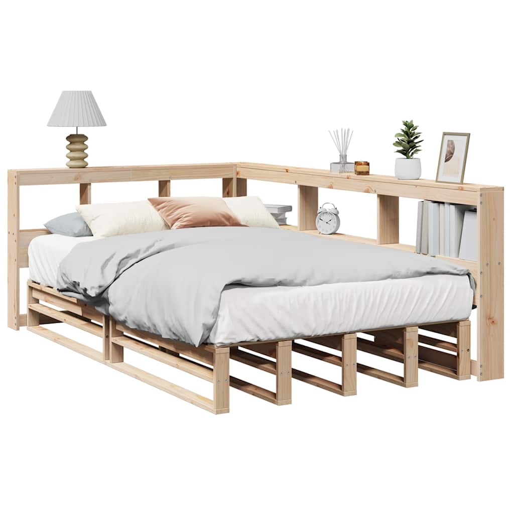 Bookcase Bed without Mattress 120x190cm Solid Wood Pine