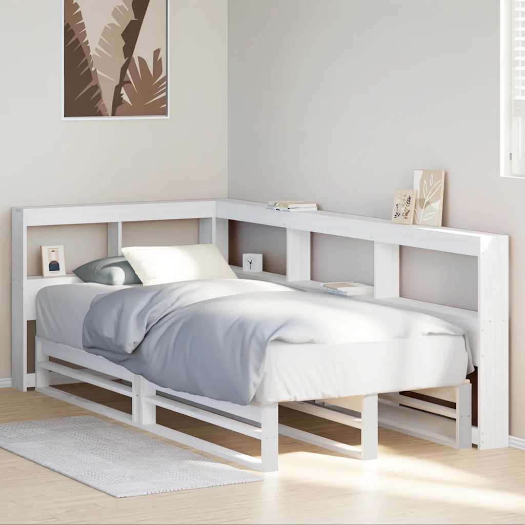 Bookcase Bed without Mattress White 75x190cm Solid Wood Pine