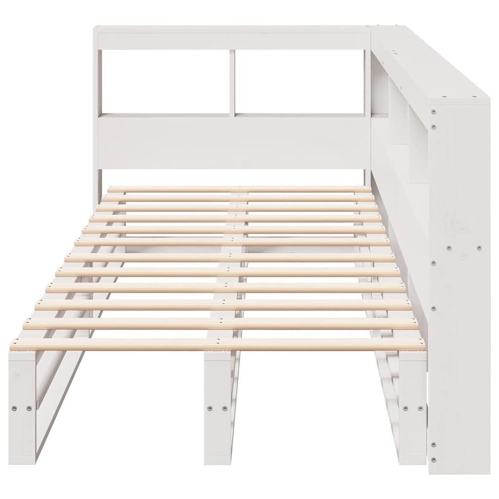 Bookcase Bed without Mattress White 75x190cm Solid Wood Pine