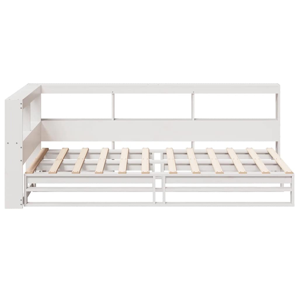Bookcase Bed without Mattress White 75x190cm Solid Wood Pine