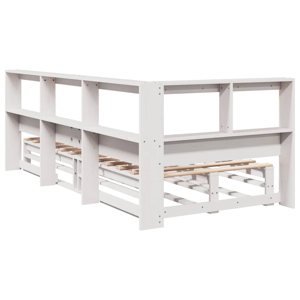Bookcase Bed without Mattress White 75x190cm Solid Wood Pine