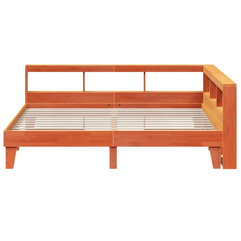 Bookcase Bed without Mattress Wax Brown 180x200cm Solid Wood Pine