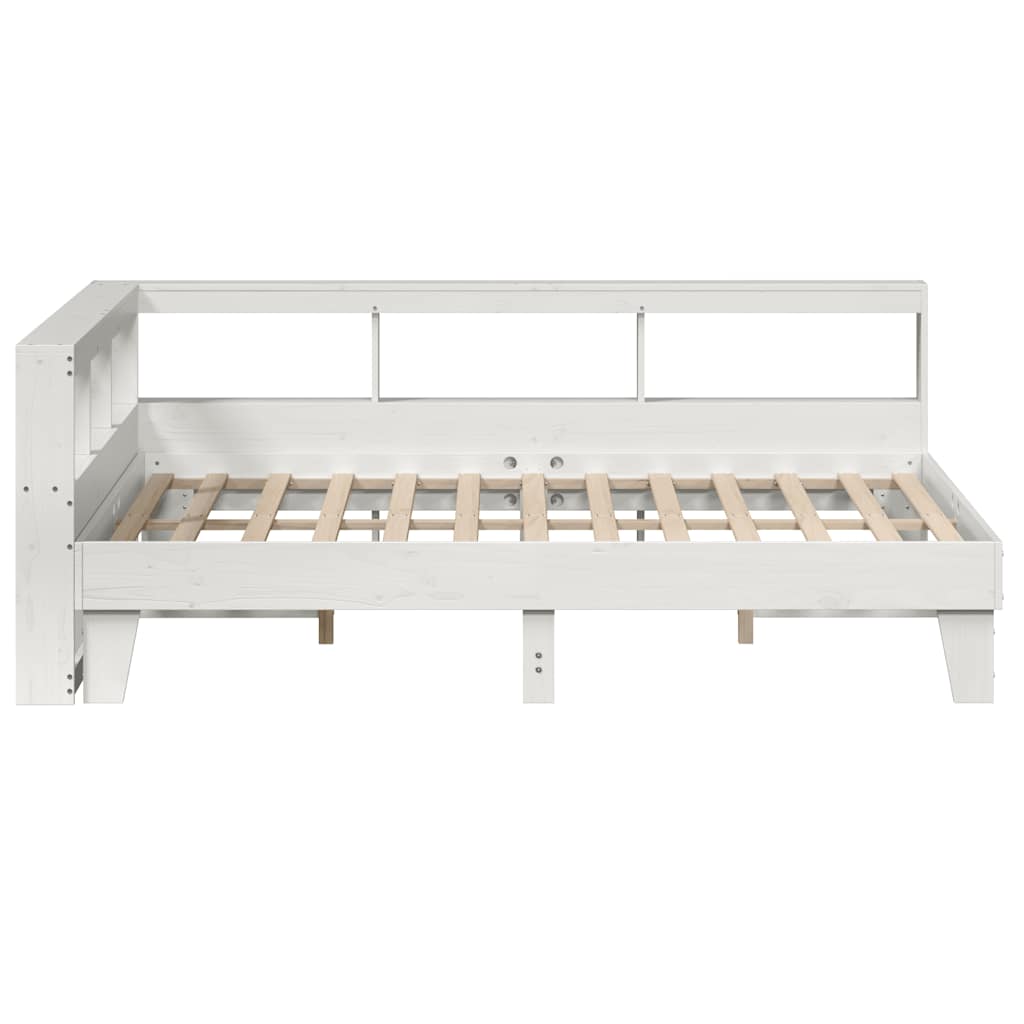 Bookcase Bed without Mattress White 150x200cm Solid Wood Pine
