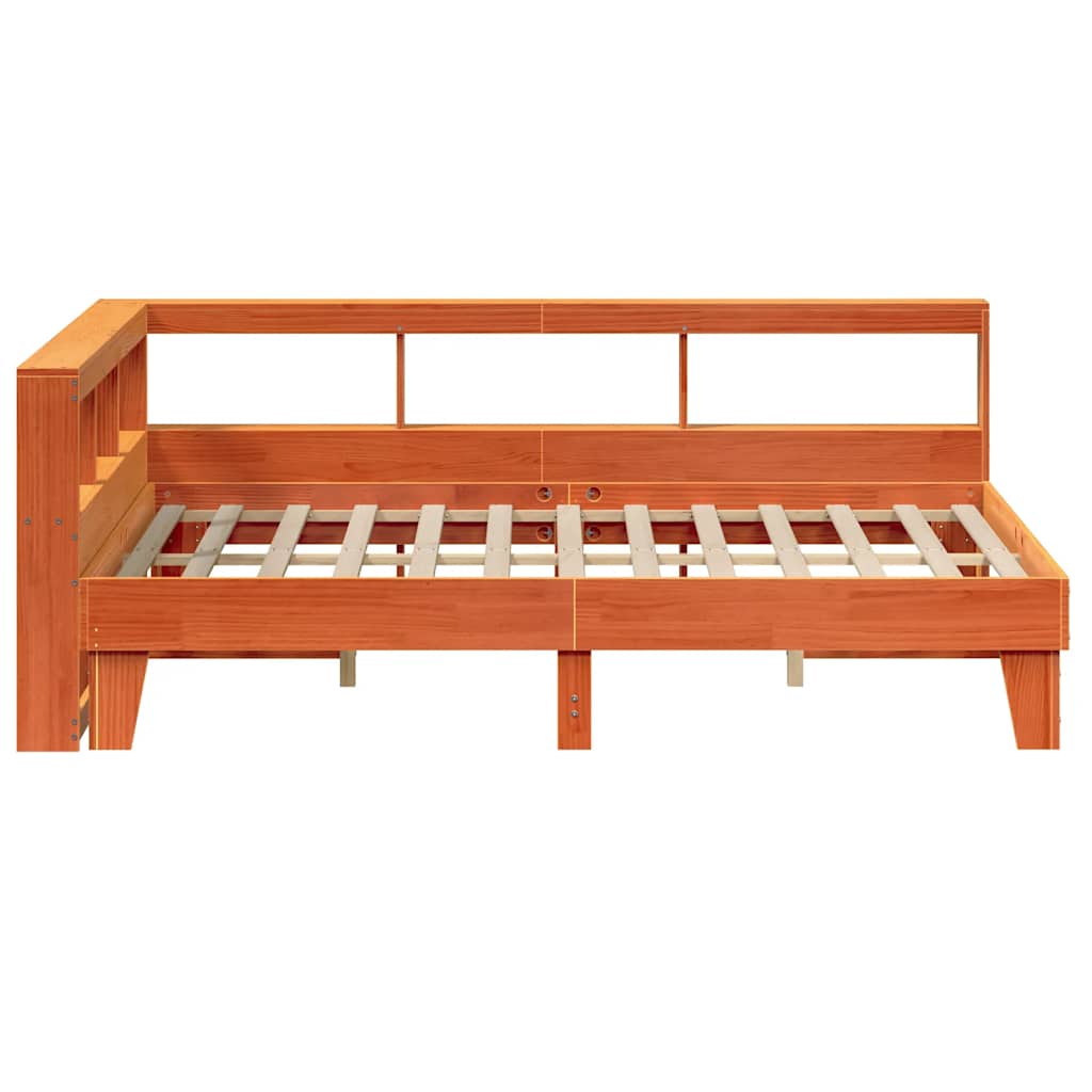 Bookcase Bed without Mattress Wax Brown 150x200cm Solid Wood Pine