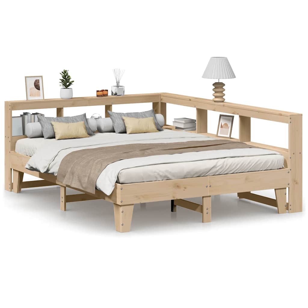 Bookcase Bed without Mattress 140x200cm Solid Wood Pine