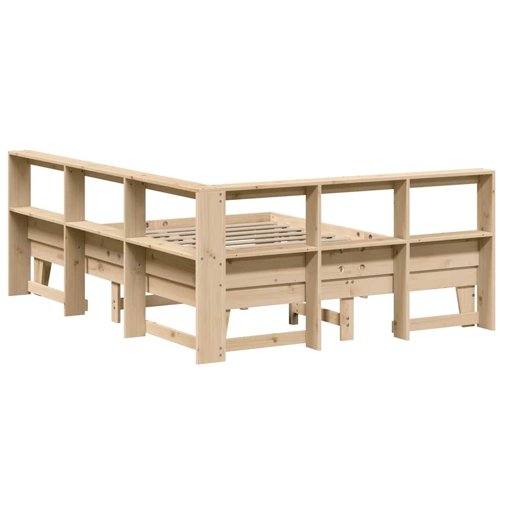Bookcase Bed without Mattress 140x200cm Solid Wood Pine