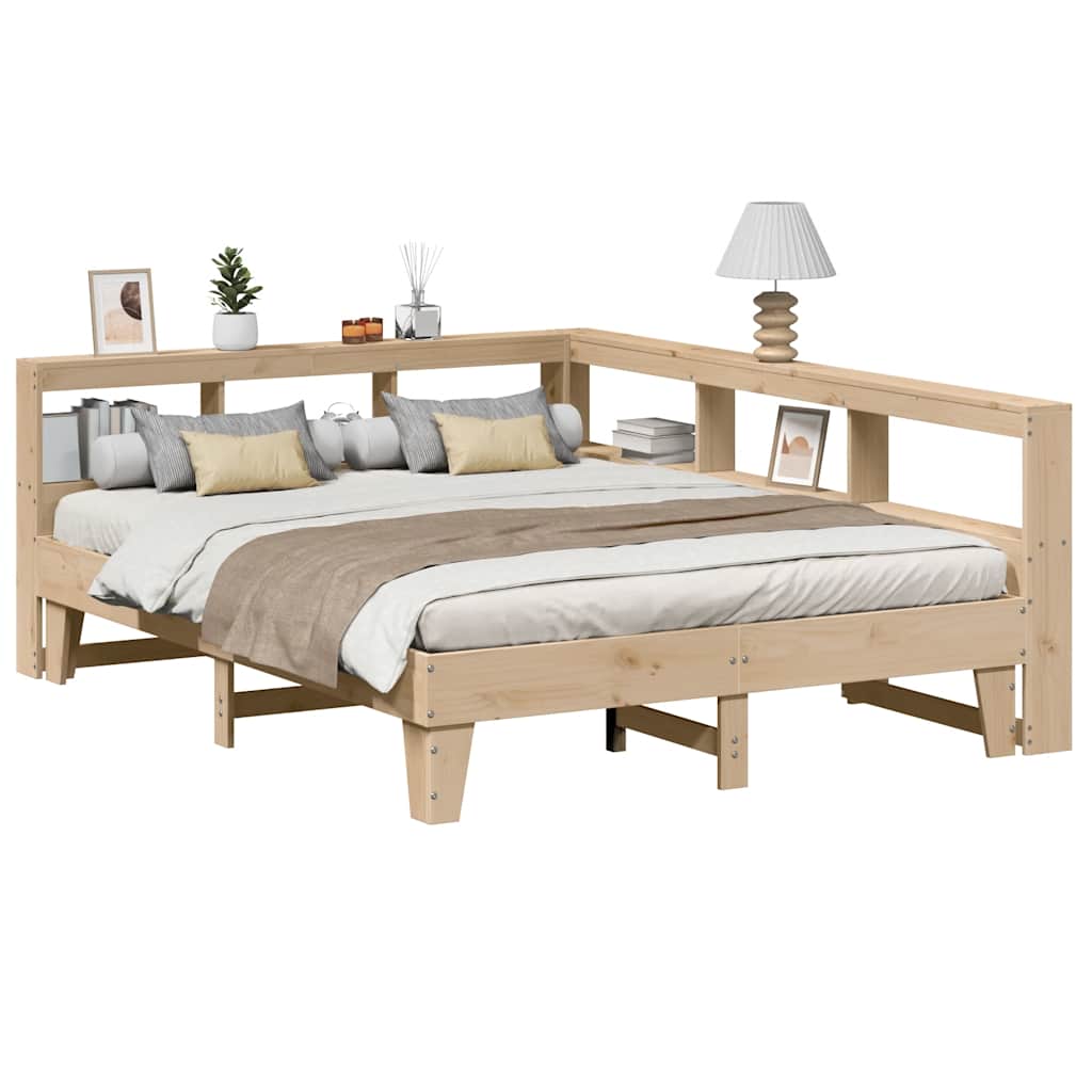 Bookcase Bed without Mattress 140x200cm Solid Wood Pine