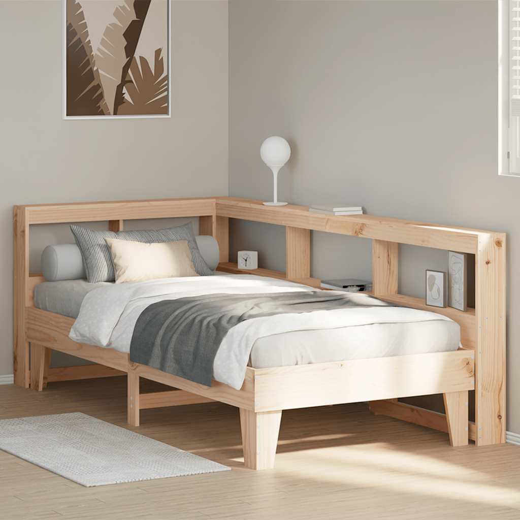 Bookcase Bed without Mattress 100x200cm Solid Wood Pine