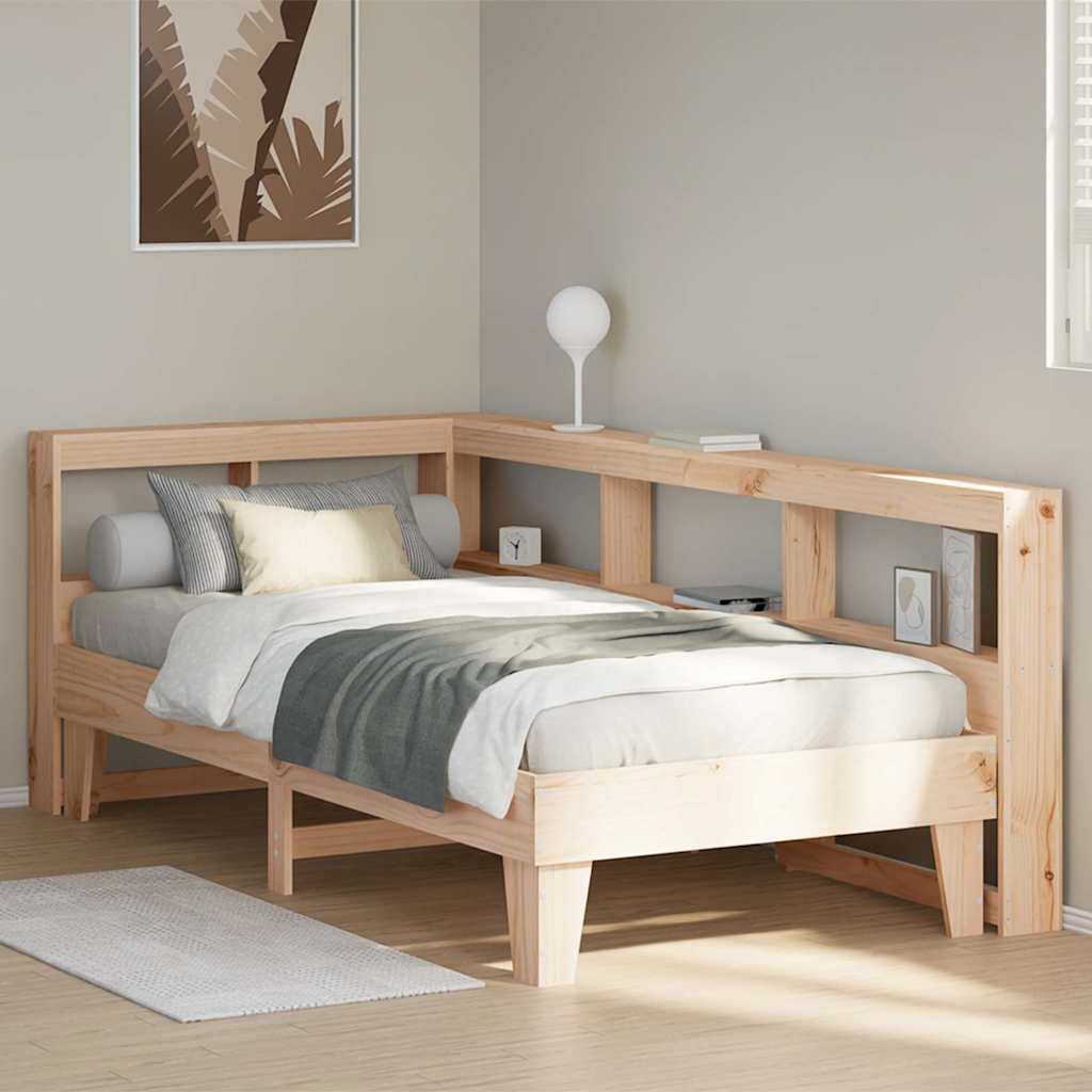 Bookcase Bed without Mattress 90x200cm Solid Wood Pine