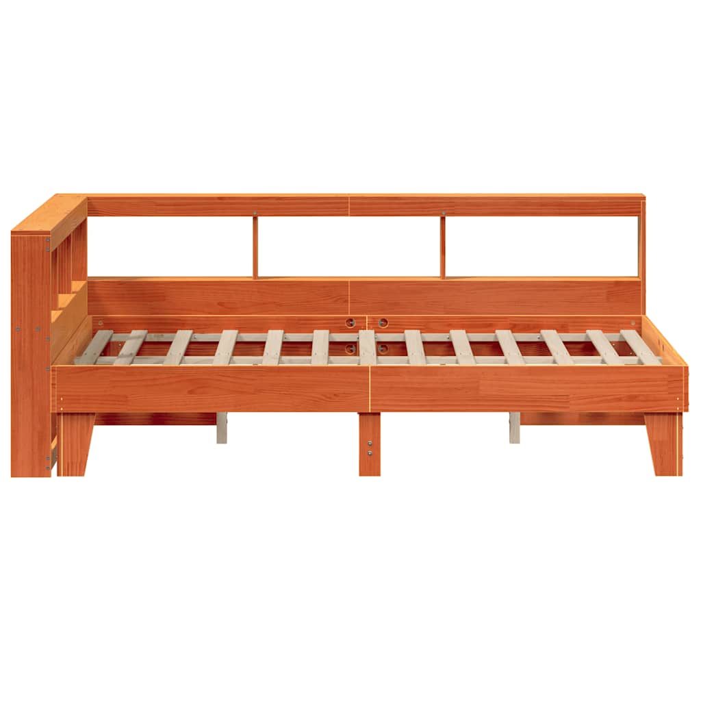 Bookcase Bed without Mattress Wax Brown 140x190cm Solid Wood Pine