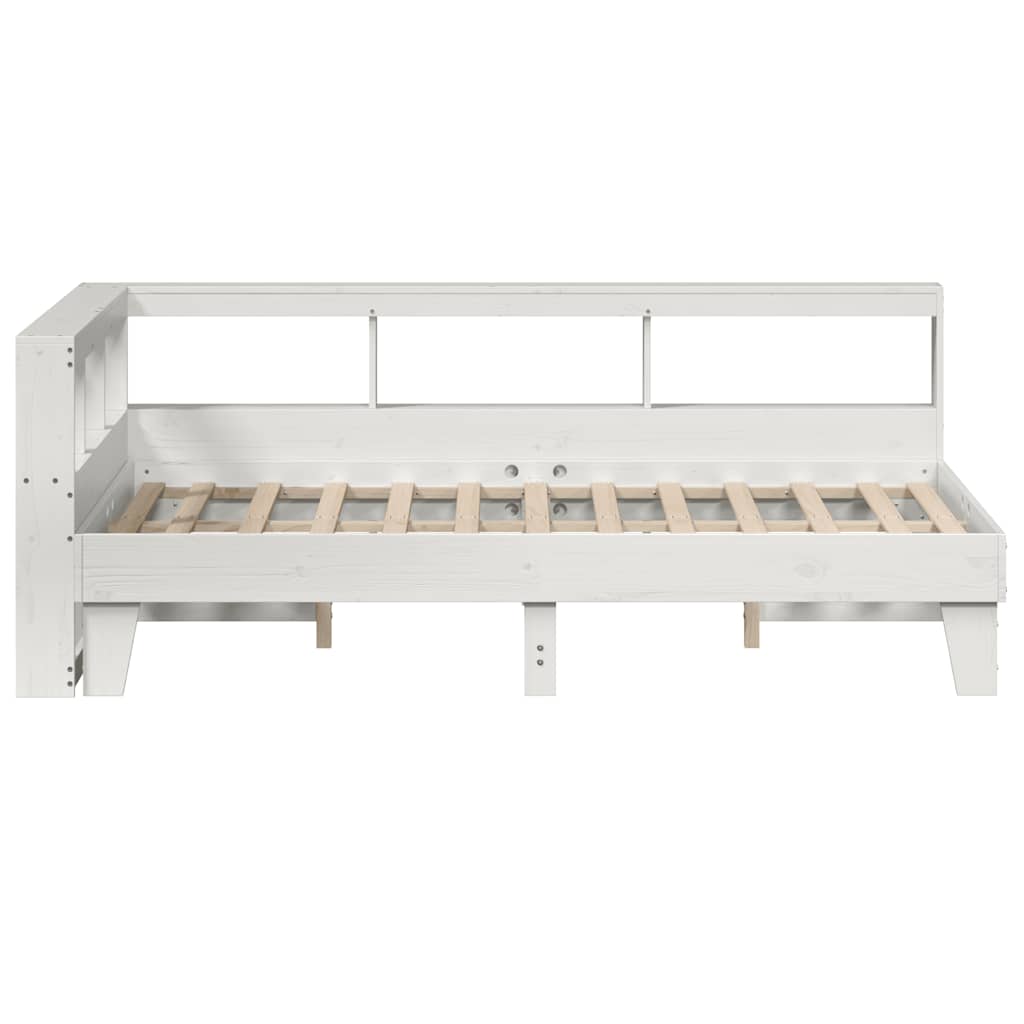 Bookcase Bed without Mattress White 135x190cm Double Solid Wood Pine