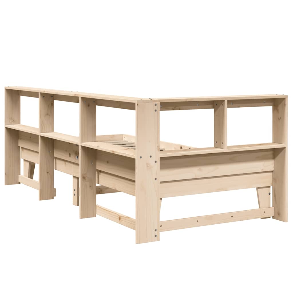 Bookcase Bed without Mattress 75x190cm Solid Wood Pine