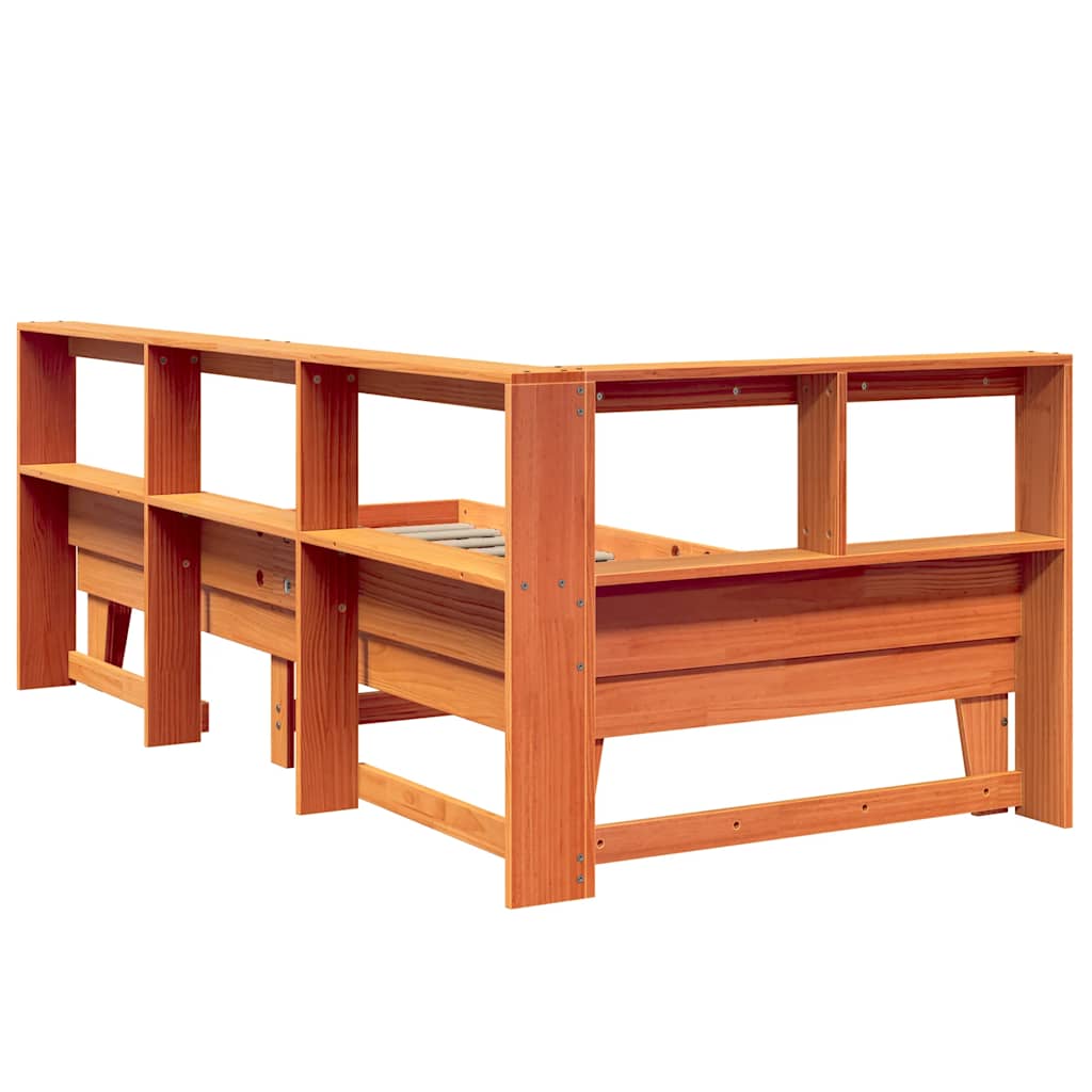 Bookcase Bed without Mattress Wax Brown 75x190cm Solid Wood Pine