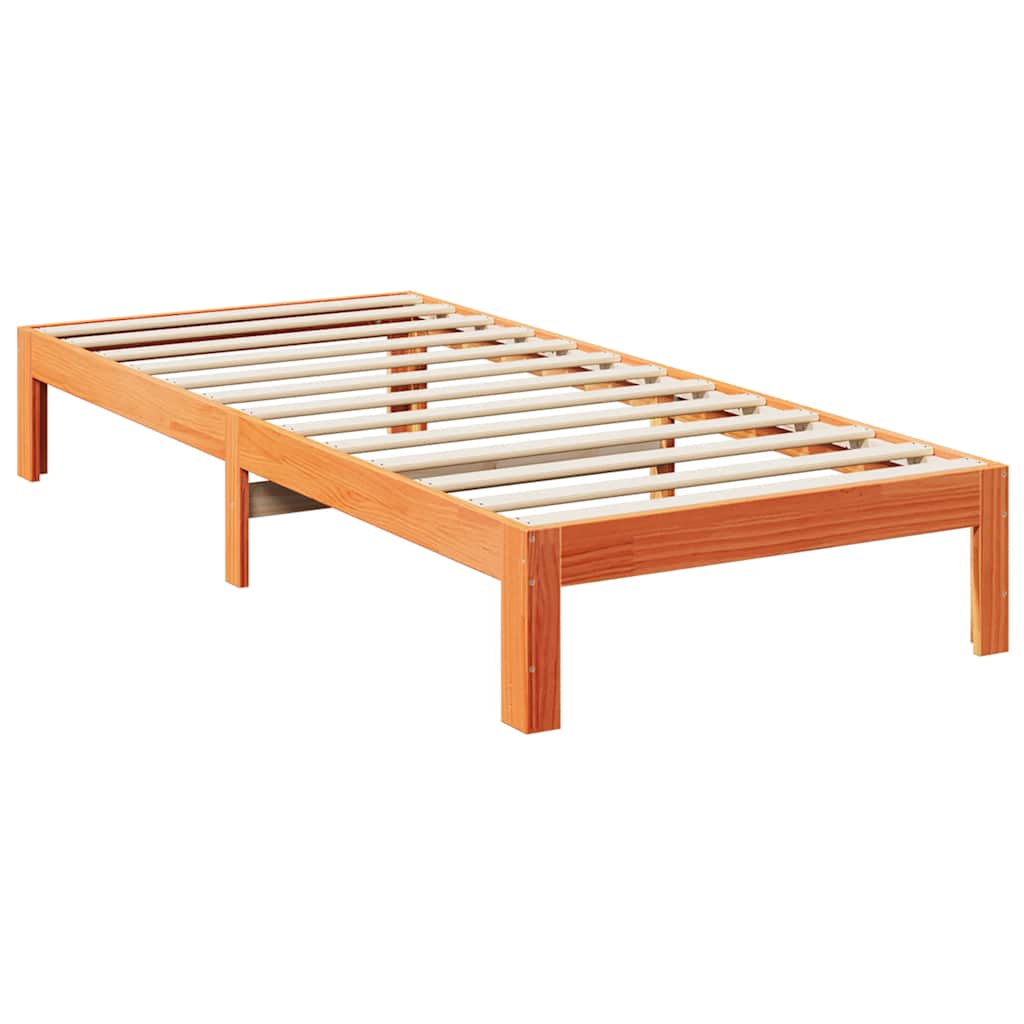 Family Bed Frame No Mattress Wax Brown 240x200 cm Solid Wood Pine