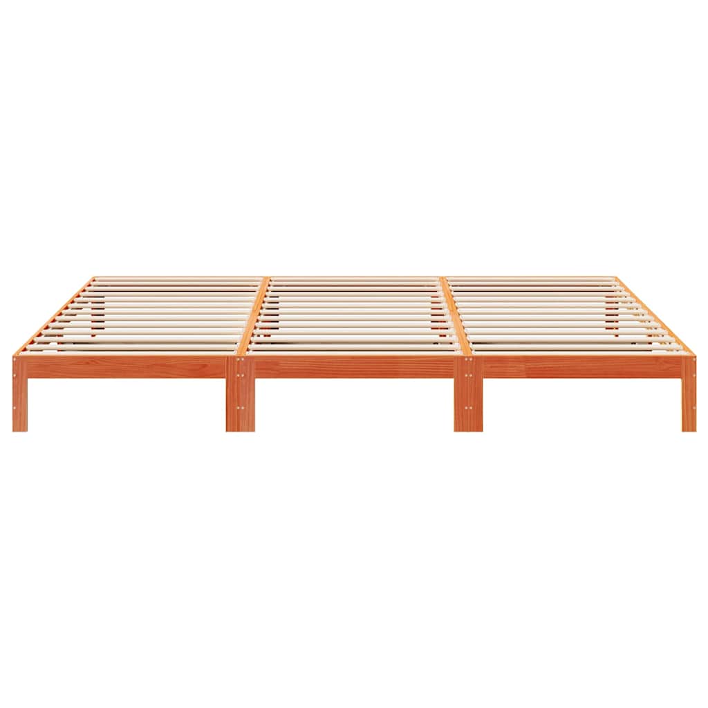 Family Bed Frame No Mattress Wax Brown 240x200 cm Solid Wood Pine