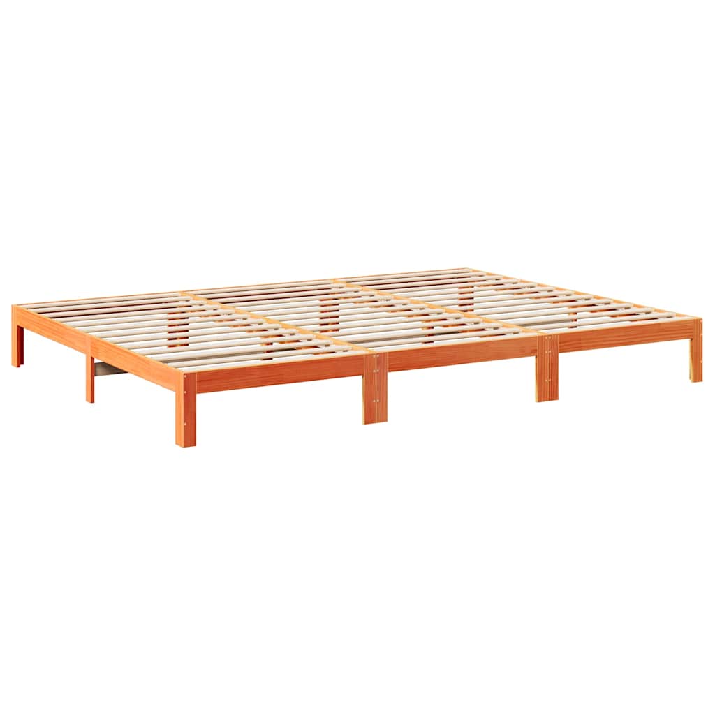 Family Bed Frame No Mattress Wax Brown 240x200 cm Solid Wood Pine