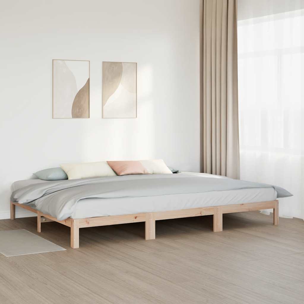 Family Bed Frame No Mattress 270x200 cm Solid Wood Pine