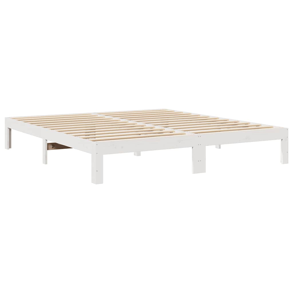 Family Bed Frame No Mattress White 270x200 cm Solid Wood Pine