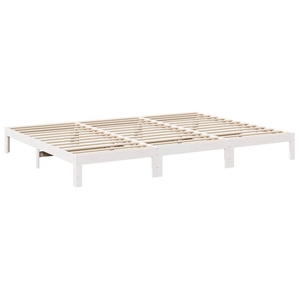 Family Bed Frame No Mattress White 270x200 cm Solid Wood Pine