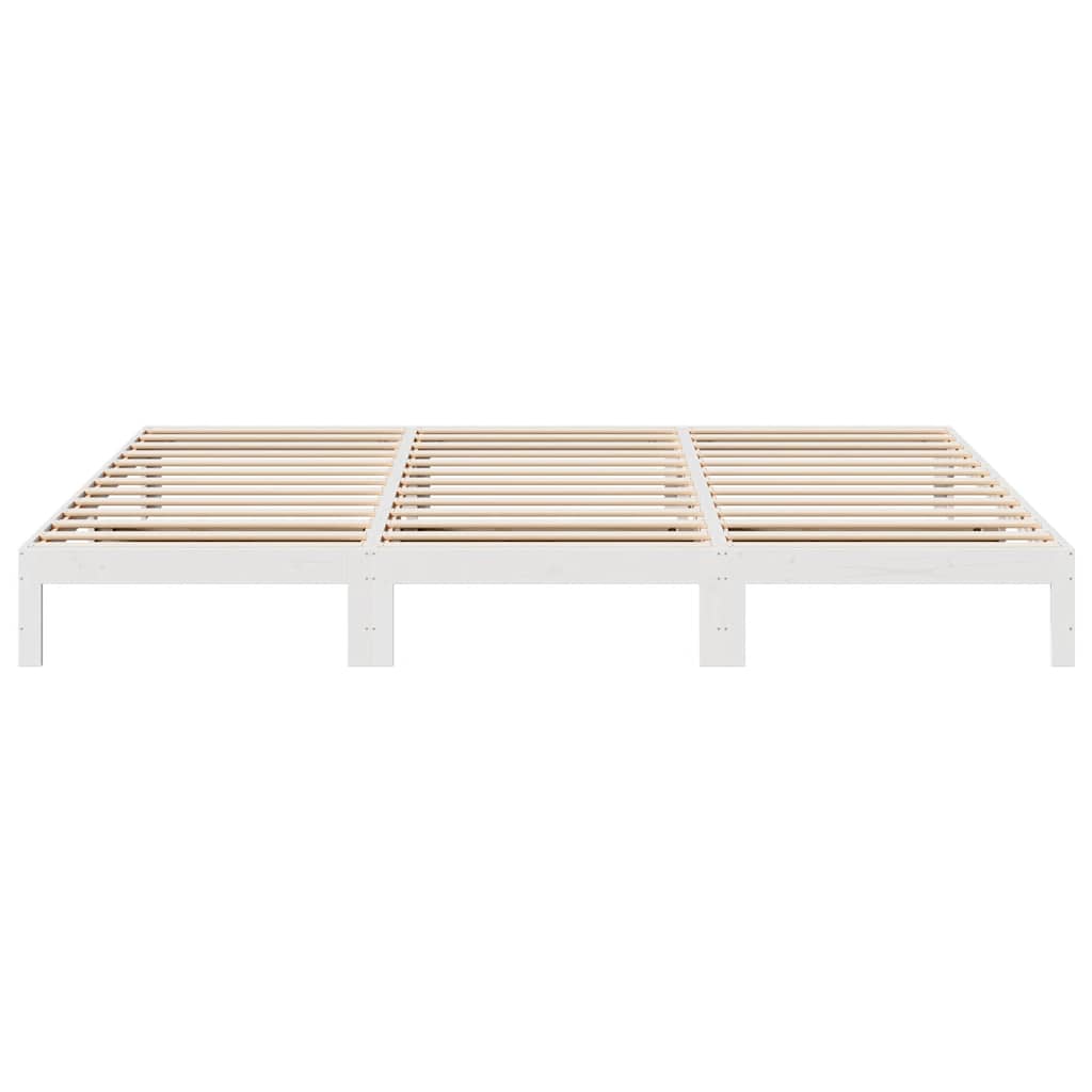 Family Bed Frame No Mattress White 270x200 cm Solid Wood Pine