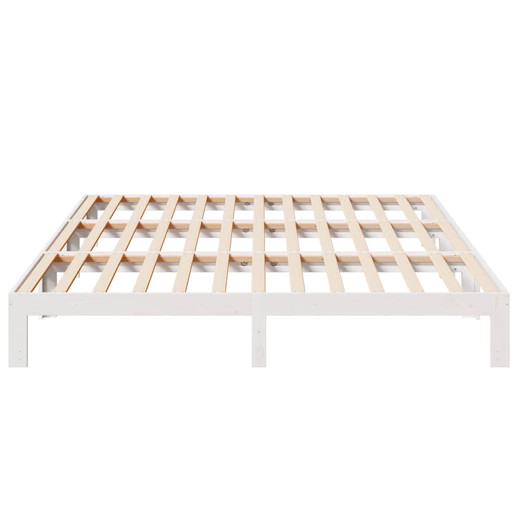 Family Bed Frame No Mattress White 270x200 cm Solid Wood Pine