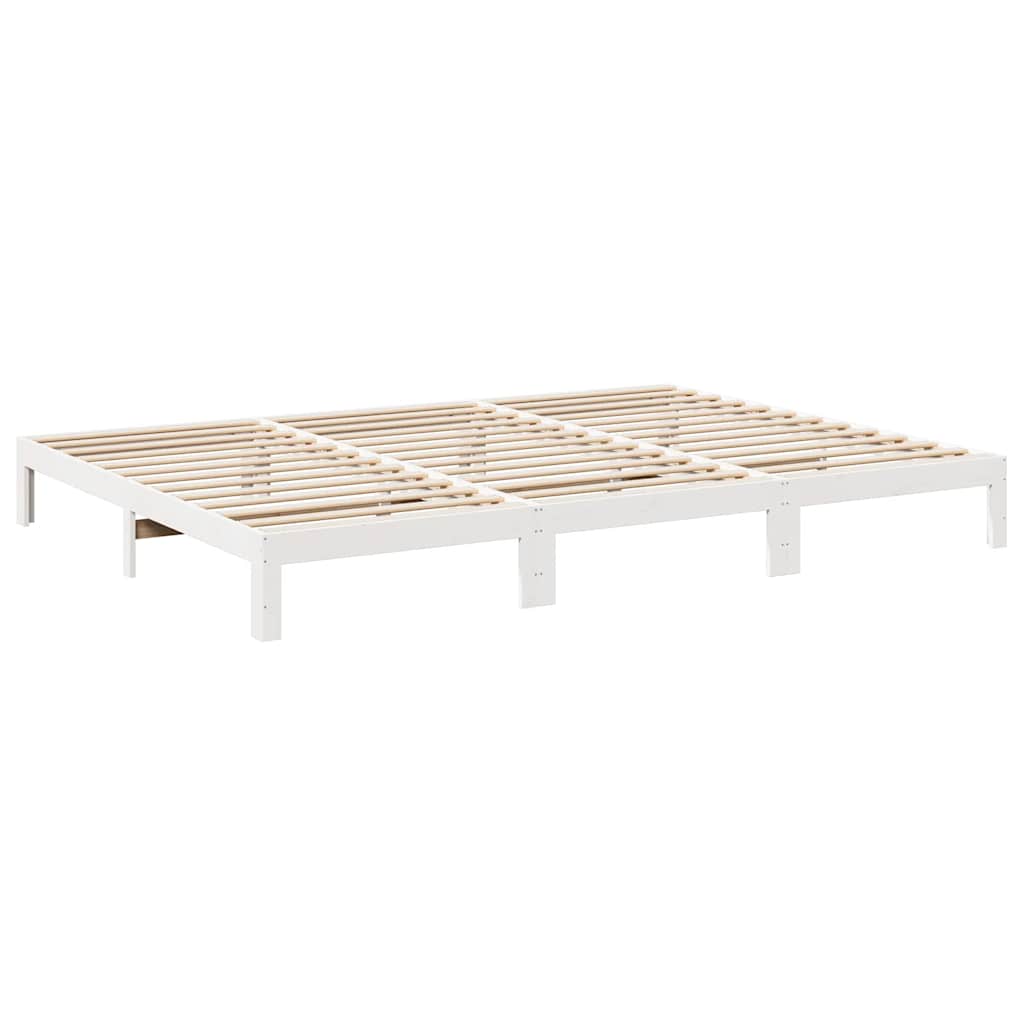 Family Bed Frame No Mattress White 270x200 cm Solid Wood Pine