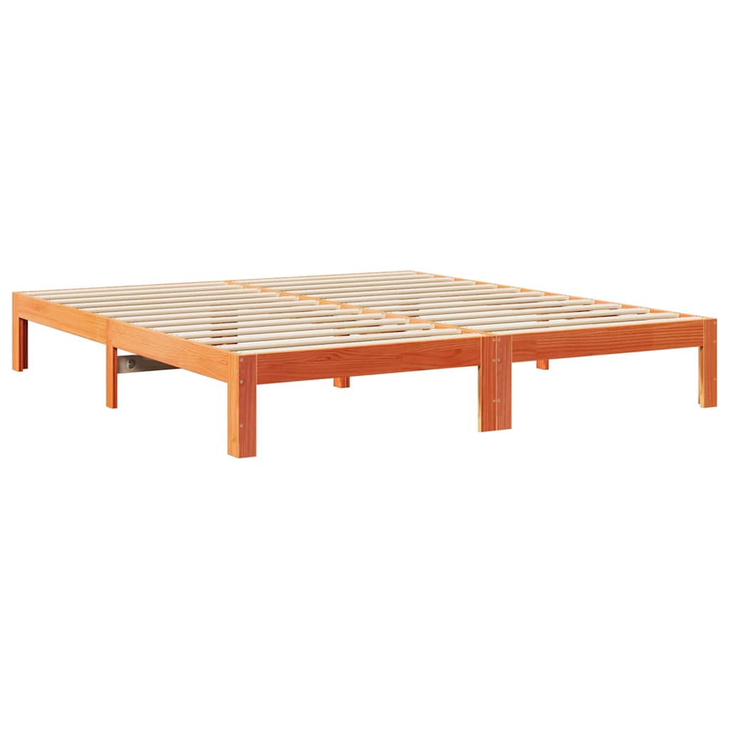 Family Bed Frame No Mattress Wax Brown 270x200 cm Solid Wood Pine