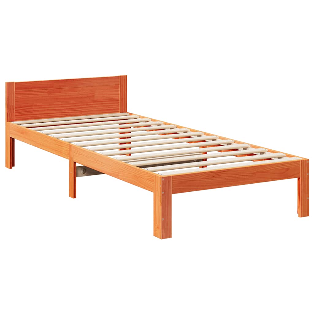 Family Bed Frame No Mattress Wax Brown 240x200 cm Solid Wood Pine