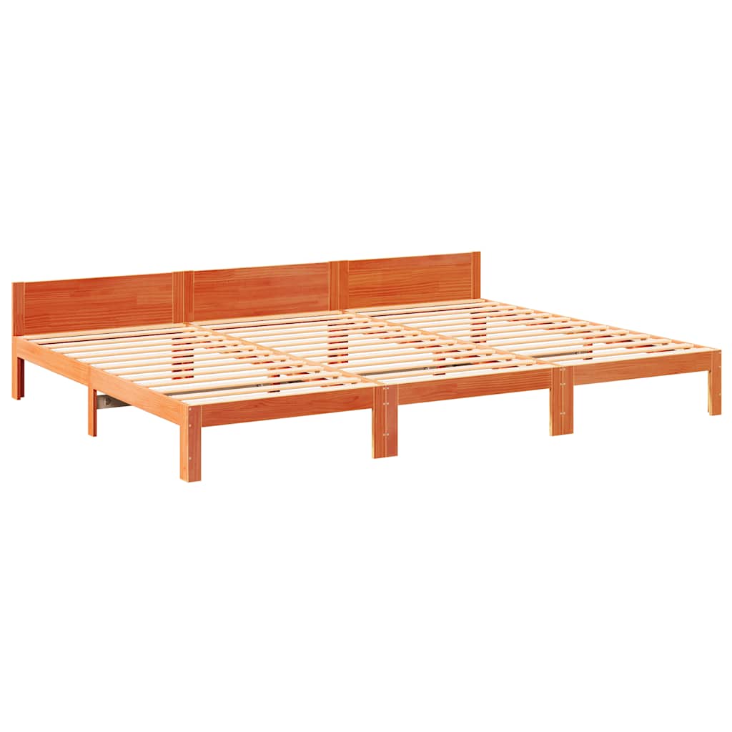 Family Bed Frame No Mattress Wax Brown 240x200 cm Solid Wood Pine