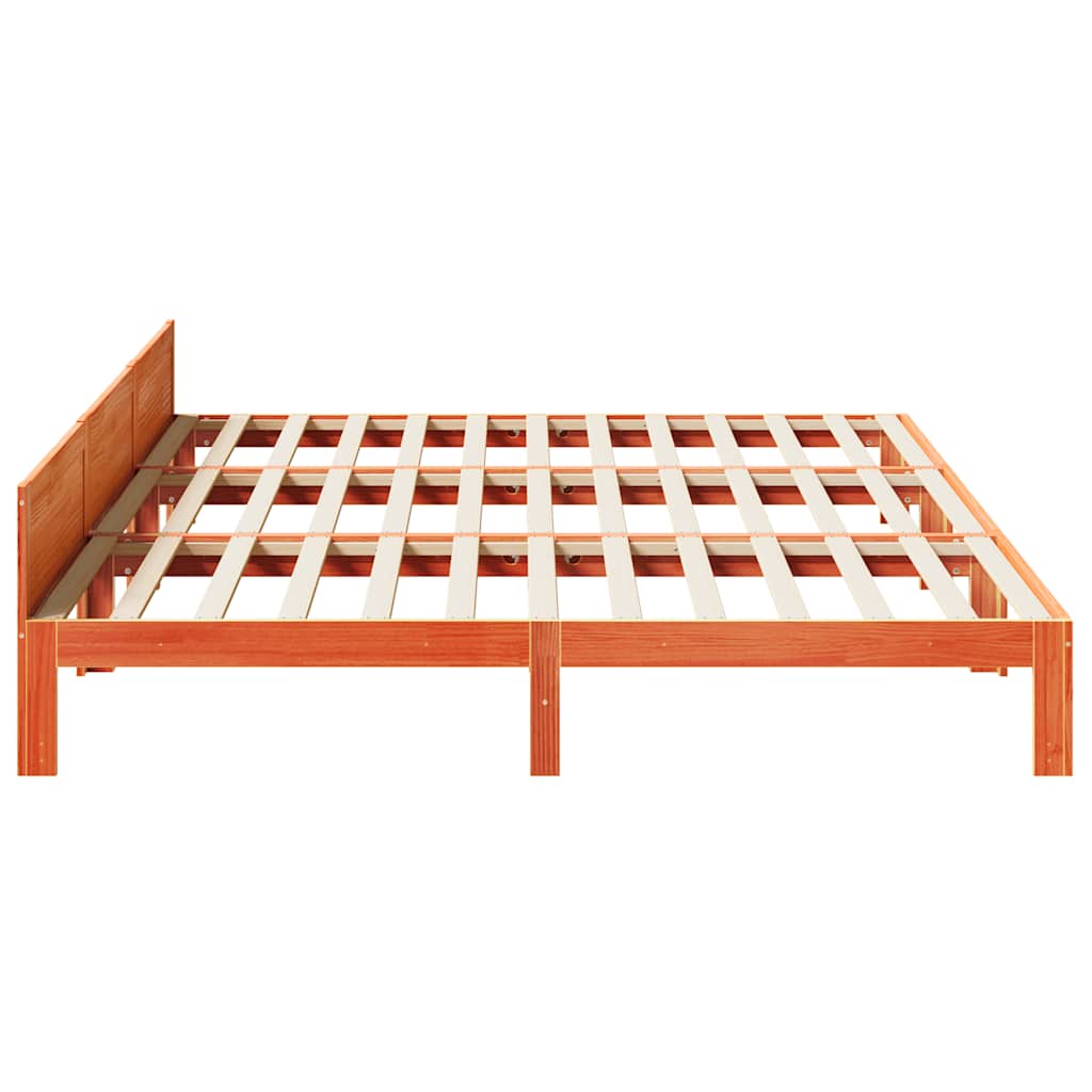Family Bed Frame No Mattress Wax Brown 240x200 cm Solid Wood Pine