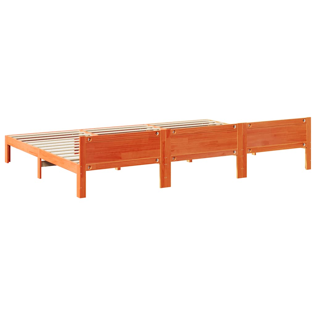 Family Bed Frame No Mattress Wax Brown 240x200 cm Solid Wood Pine