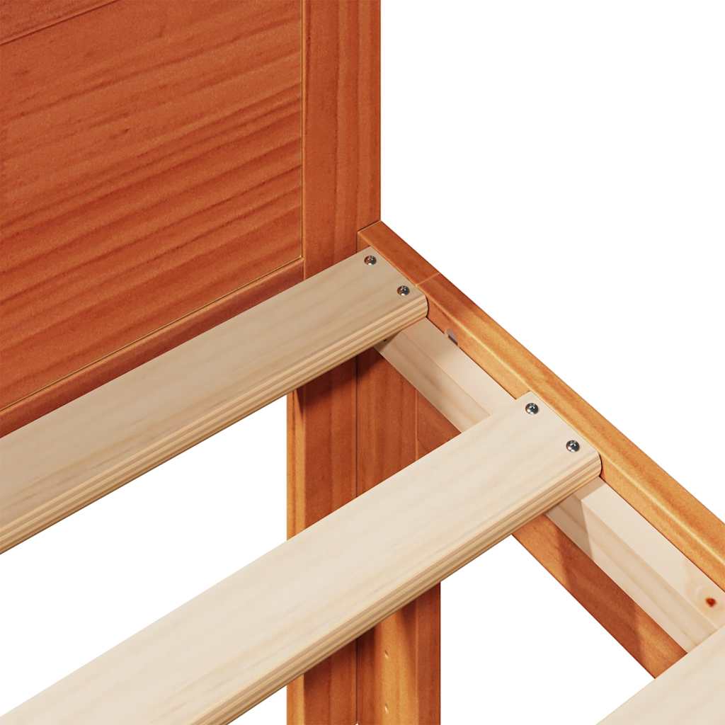 Family Bed Frame No Mattress Wax Brown 240x200 cm Solid Wood Pine