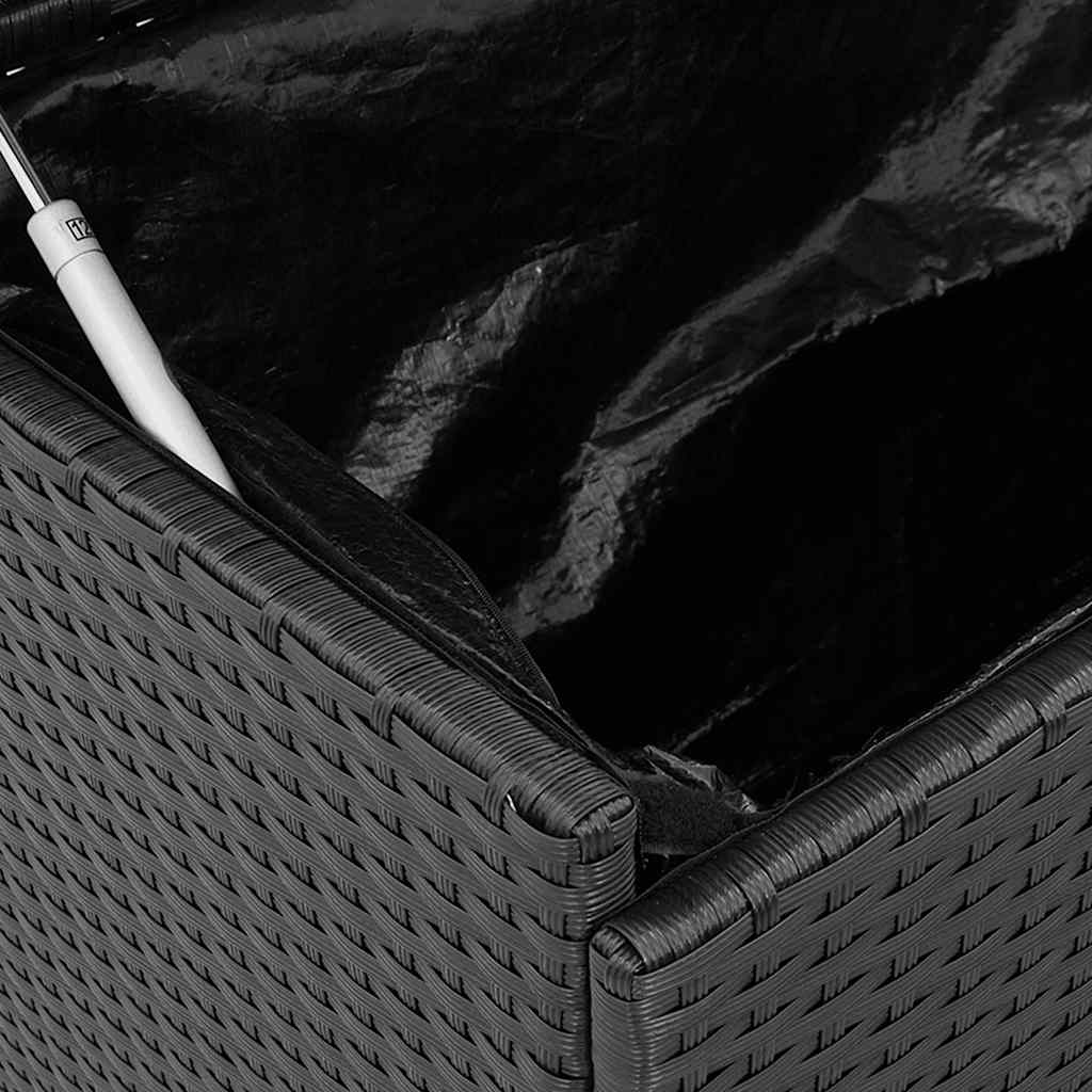 Garden Storage Box with Wheels Black 110x55x73 cm Poly Rattan